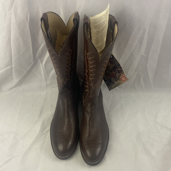 Nocona Cowboy Boots Brown Leather Size 11.5 B NWT READ DEFECT - Picture 3 of 15